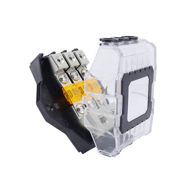 80A Car Audio Amplifier Modified Solid Brass Fuse Holder With Transparent Cover, Specifications: 3-way