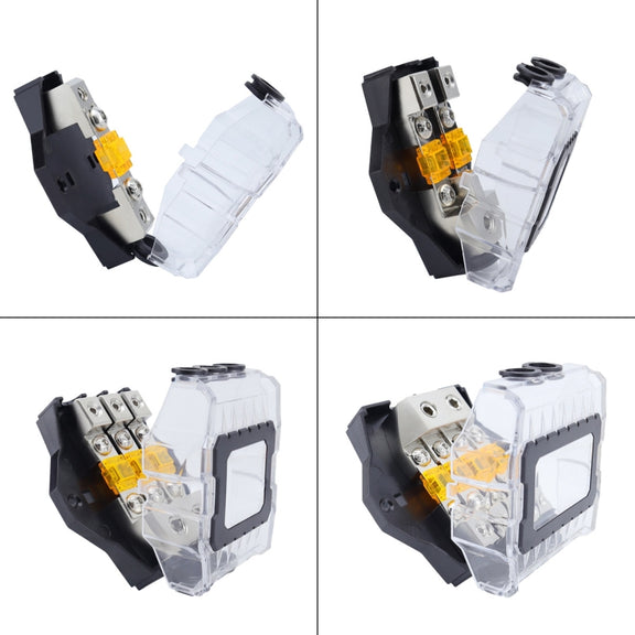80A Car Audio Amplifier Modified Solid Brass Fuse Holder With Transparent Cover, Specifications: 2-way