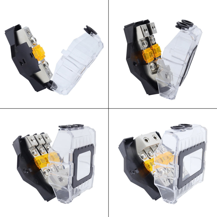 80A Car Audio Amplifier Modified Solid Brass Fuse Holder With Transparent Cover, Specifications: 2-way