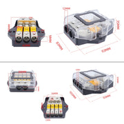 80A Car Audio Amplifier Modified Solid Brass Fuse Holder With Transparent Cover, Specifications: 3-way