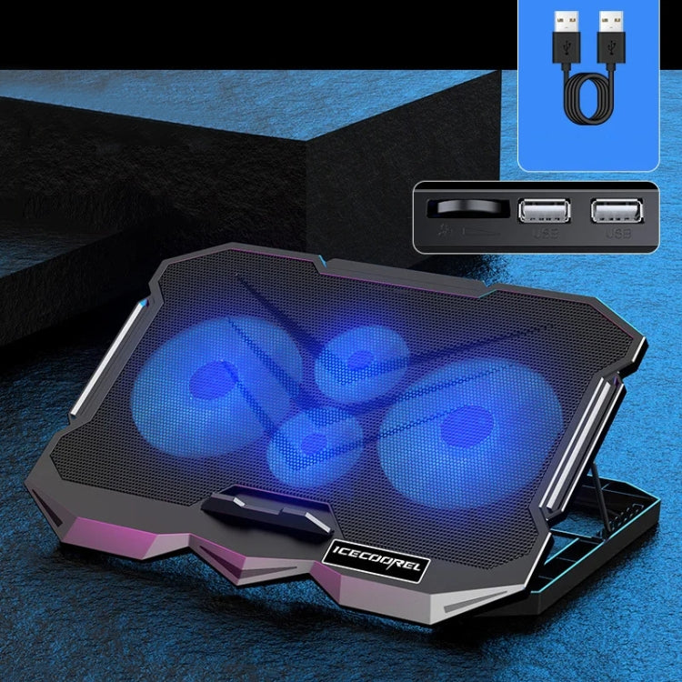 ICE COOREL K22 4-fans Adjustable Laptop Radiator Base with Atmosphere Light with Speed Regulation - Cooling Pads by ICE COOREL | Online Shopping South Africa | PMC Jewellery | Buy Now Pay Later Mobicred