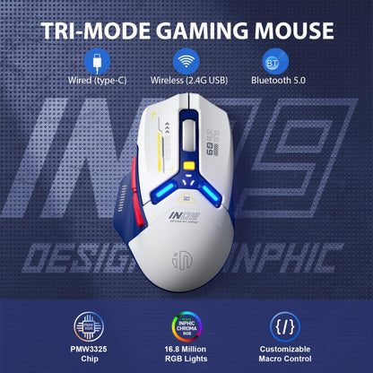 Inphic IN9 Tri-mode Wireless Bluetooth Gaming Office Computer Mouse(Blue) - free shipping - PMC Jewellery - Order now!