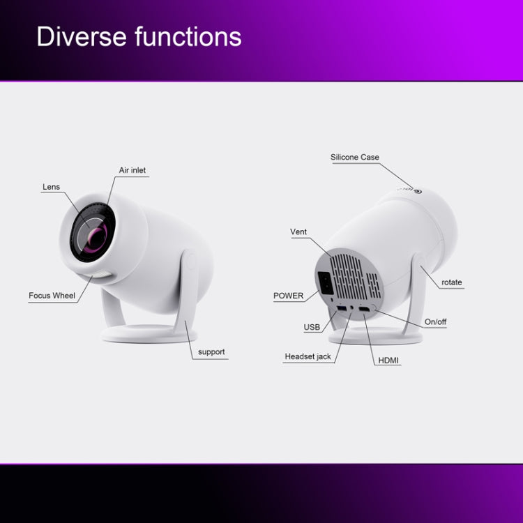 HY400 Android 12.0 System Intelligent Projector Portable Family Projector EU Plug
