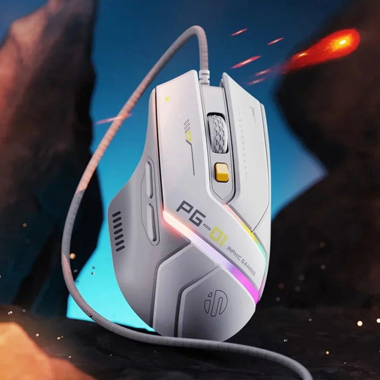Inphic PG1 RGB Light Emitting Computer Gaming Wired Mouse(White) - free shipping - PMC Jewellery - Order now!