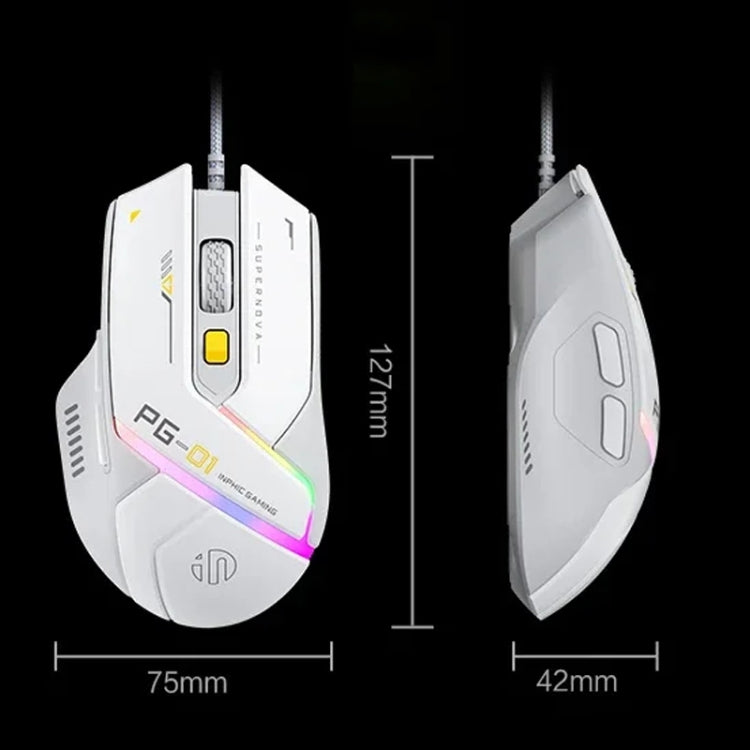 Inphic PG1 RGB Light Emitting Computer Gaming Wired Mouse(White) - free shipping - PMC Jewellery - Order now!