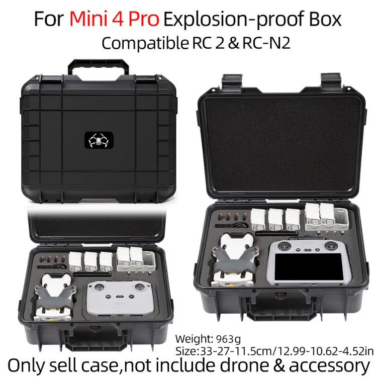 For DJI Mini 4 Pro Drone Suitcase Explosion-proof Box Compatible with RC 2 & RC-N2(Black) - free shipping - PMC Jewellery - Order now!