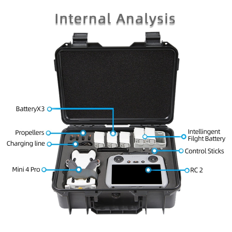 For DJI Mini 4 Pro Drone Suitcase Explosion-proof Box Compatible with RC 2 & RC-N2(Black) - free shipping - PMC Jewellery - Order now!