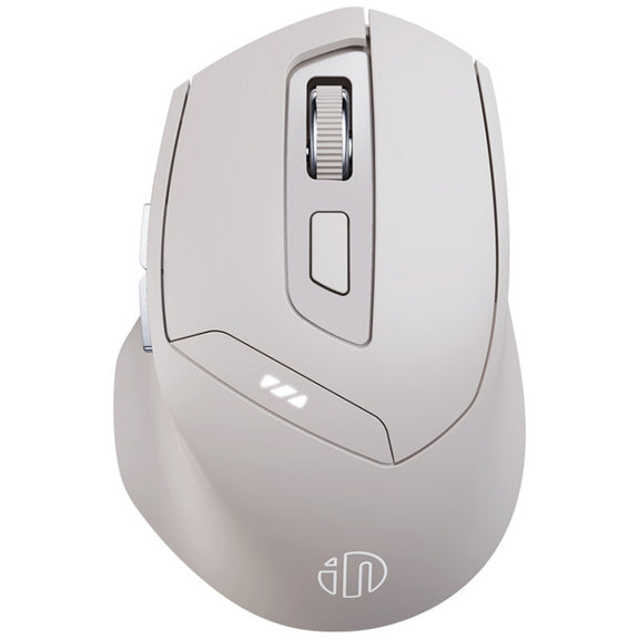 Inphic DR6 2.4G Wireless + Bluetooth 5.0/4.0 Tri-mode Charging Mute Office Gaming Computer Mouse(White Apricot)
