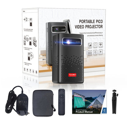 TOUMEI C900 Outdoor Portable Built-In Battery 4K HD Home Music Projector EU Plug(Black) - Mini Projector by TOUMEI | Online Shopping South Africa | PMC Jewellery | Buy Now Pay Later Mobicred