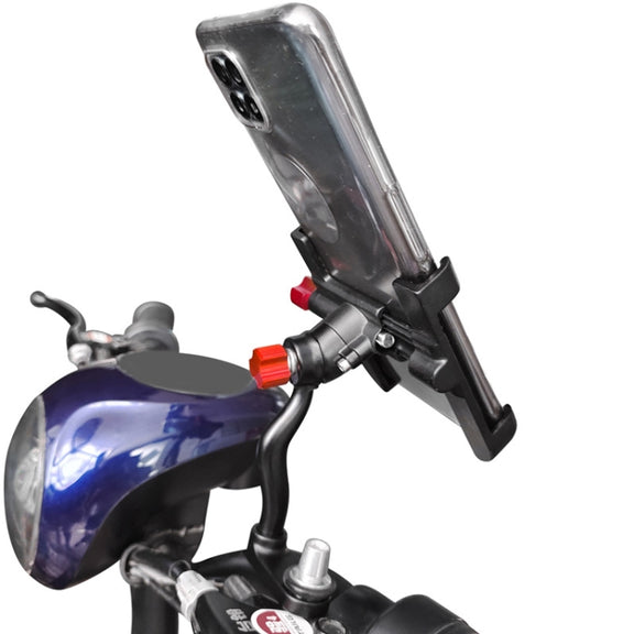 PROMEND Aluminum Alloy Cell Phone Holder Adjustable Angle Rotating Motorcycle Navigation Support, Style: SJJ-299E Rear View Mirror Titanium Color