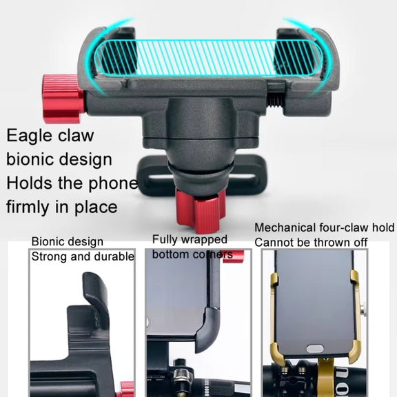 PROMEND Aluminum Alloy Cell Phone Holder Adjustable Angle Rotating Motorcycle Navigation Support, Style: SJJ-299E Rearview Mirror Silver