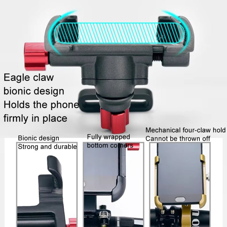PROMEND Aluminum Alloy Cell Phone Holder Adjustable Angle Rotating Motorcycle Navigation Support, Style: SJJ-299E Rear View Mirror Titanium Color