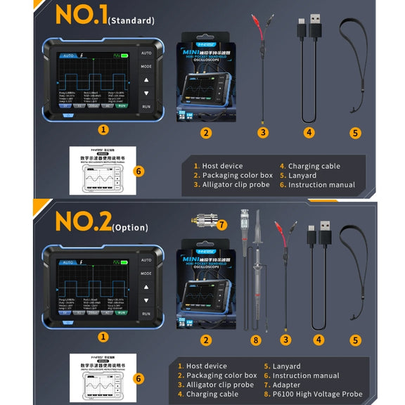 FNIRSI 2 In 1 Mini Portable Digital Oscilloscope Signal Generator, Set: Upgrade