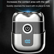 Double Ring Magnetic Electric Shaver Travel Portable Rechargeable Full Body Washable Men Razor(Grey)