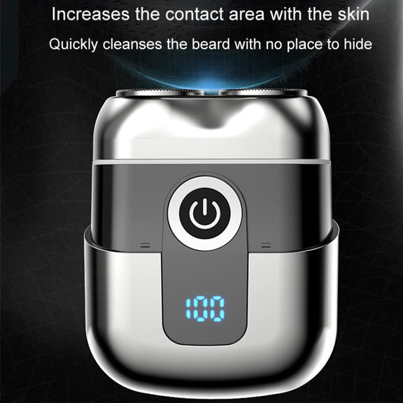 Double Ring Magnetic Electric Shaver Travel Portable Rechargeable Full Body Washable Men Razor(Silver)