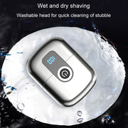 Double Ring Magnetic Electric Shaver Travel Portable Rechargeable Full Body Washable Men Razor(Silver)