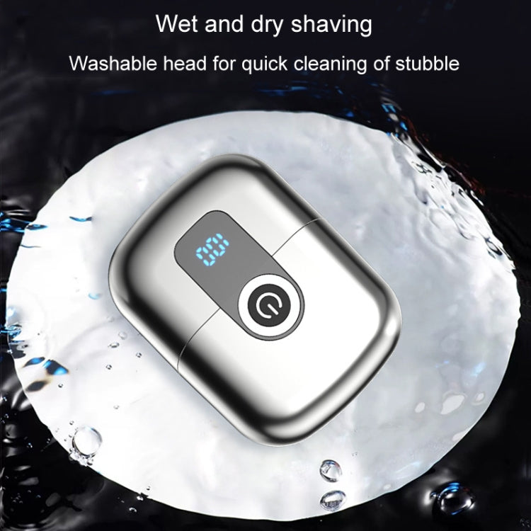 Double Ring Magnetic Electric Shaver Travel Portable Rechargeable Full Body Washable Men Razor(Grey)