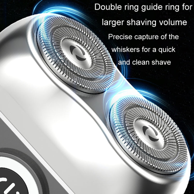 Double Ring Magnetic Electric Shaver Travel Portable Rechargeable Full Body Washable Men Razor(Grey)