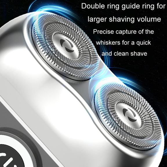 Double Ring Magnetic Electric Shaver Travel Portable Rechargeable Full Body Washable Men Razor(Silver)