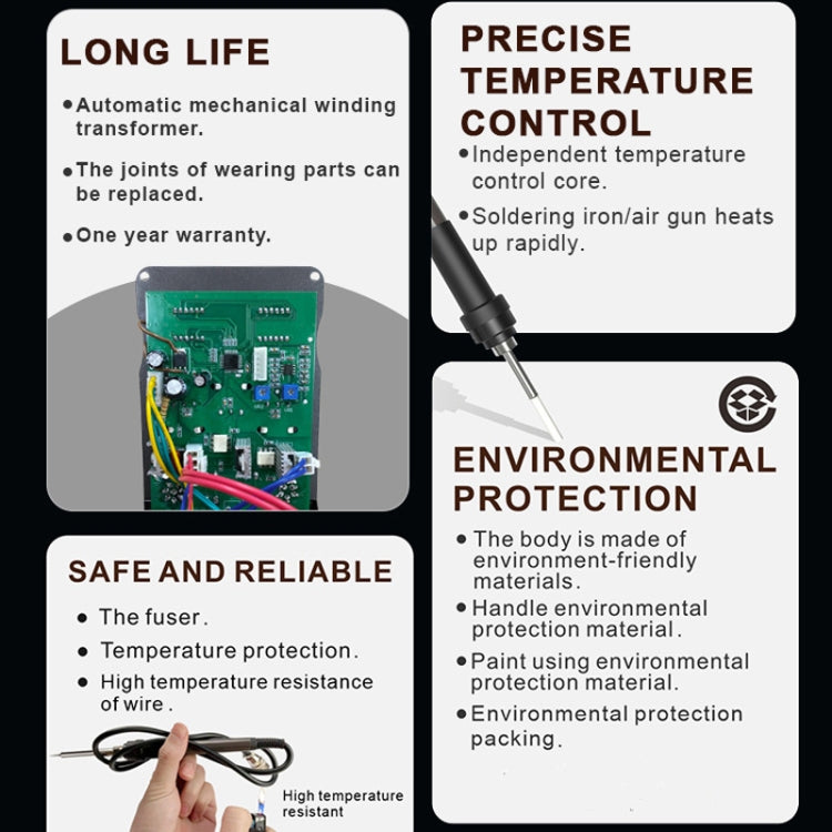 BAKU BA-898A+ 2-In-1 Soldering Station Hot Air Station Adjustable Temperature EU Plug 220V - free shipping - PMC TechLife - Order now!