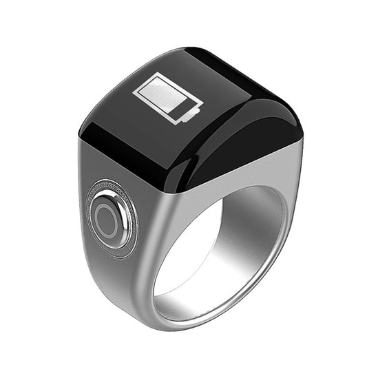 Equantu Smart Bluetooth Finger Counter Muslim Prayer Time Reminder Ring, Style: Silver 18mm - free shipping - PMC Jewellery - Order now!
