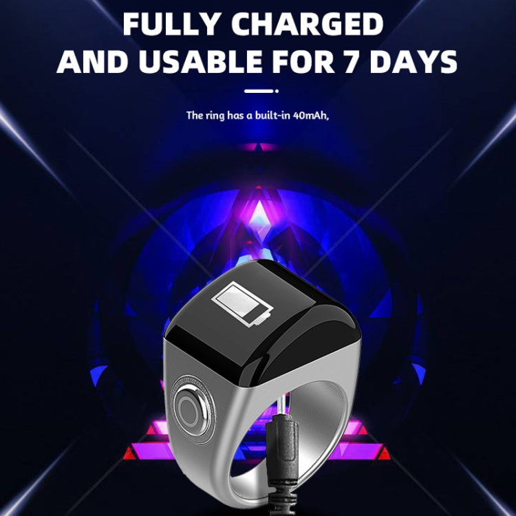 Equantu Smart Bluetooth Finger Counter Muslim Prayer Time Reminder Ring, Style: Black 20mm - free shipping - PMC Jewellery - Order now!