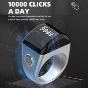 Equantu Smart Bluetooth Finger Counter Muslim Prayer Time Reminder Ring, Style: Silver 22mm