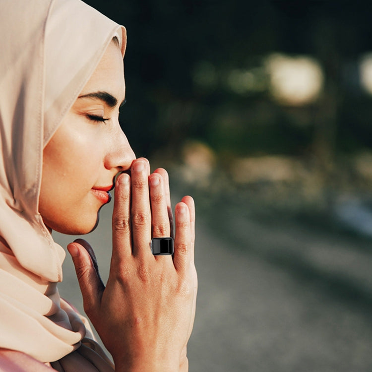 Equantu Smart Bluetooth Finger Counter Muslim Prayer Time Reminder Ring, Style: Black 22mm