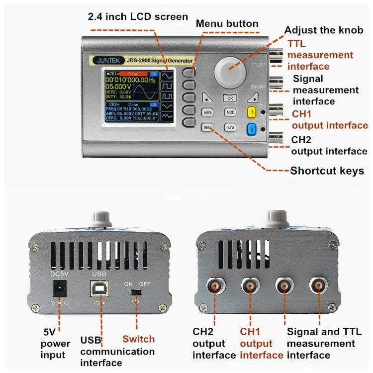 JUNTEK Programmable Dual-Channel DDS Function Arbitrary Waveform Signal Generator, Frequency: 60MHz(AU Plug) - Other Tester Tool by PMC TechLife | Online Shopping South Africa | PMC TechLife | Buy Now Pay Later Mobicred