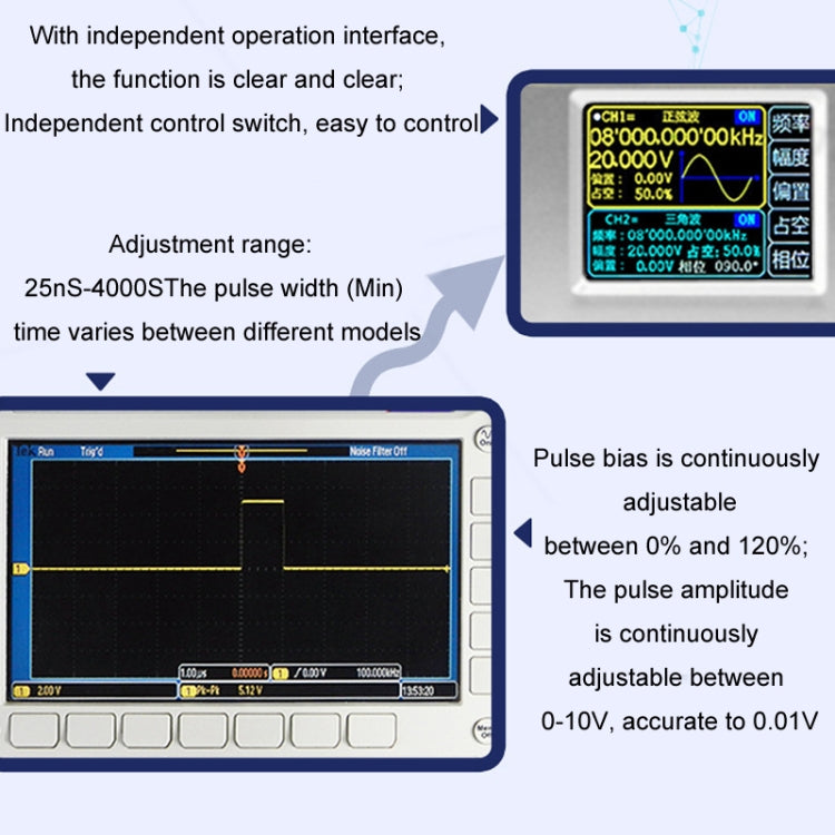JUNTEK Programmable Dual-Channel DDS Function Arbitrary Waveform Signal Generator, Frequency: 60MHz(US Plug)