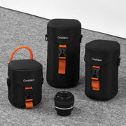 Cwatcun D157 DSLR Camera Lens Barrel Shockproof Thickened Digital Lens Bag Flip Lens Pouch, Color: Large Black