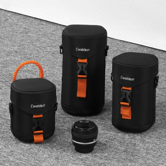 Cwatcun D157 DSLR Camera Lens Barrel Shockproof Thickened Digital Lens Bag Flip Lens Pouch, Color: Large Black