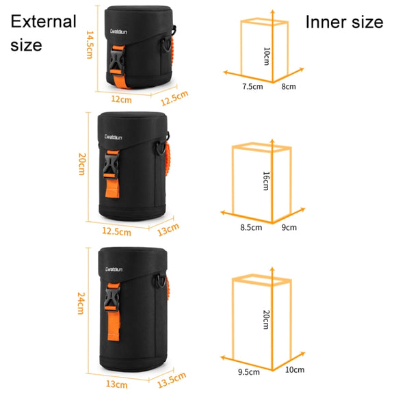 Cwatcun D157 DSLR Camera Lens Barrel Shockproof Thickened Digital Lens Bag Flip Lens Pouch, Color: Extra Large Black