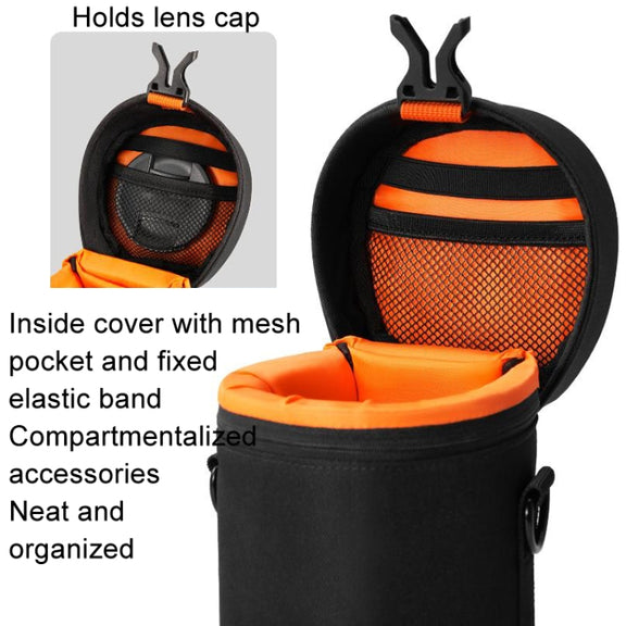 Cwatcun D157 DSLR Camera Lens Barrel Shockproof Thickened Digital Lens Bag Flip Lens Pouch, Color: Large Black