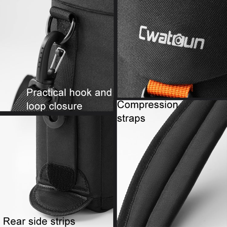 Cwatcun D157 DSLR Camera Lens Barrel Shockproof Thickened Digital Lens Bag Flip Lens Pouch, Color: Extra Large Black