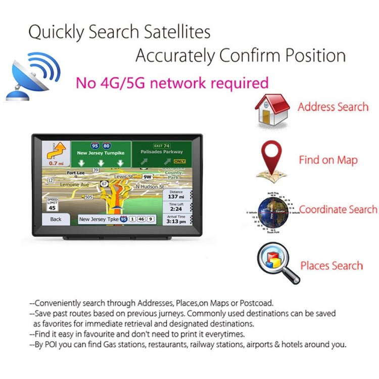 9 Inch 8G/256M Car GPS Navigator With Large Screen Capacitive Bluetooth Map, Area: Russia + Ukraine + Belarus Map
