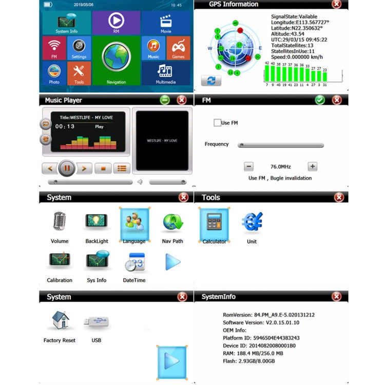 9 Inch 8G/256M Car GPS Navigator With Large Screen Capacitive Bluetooth Map, Area: Africa Map