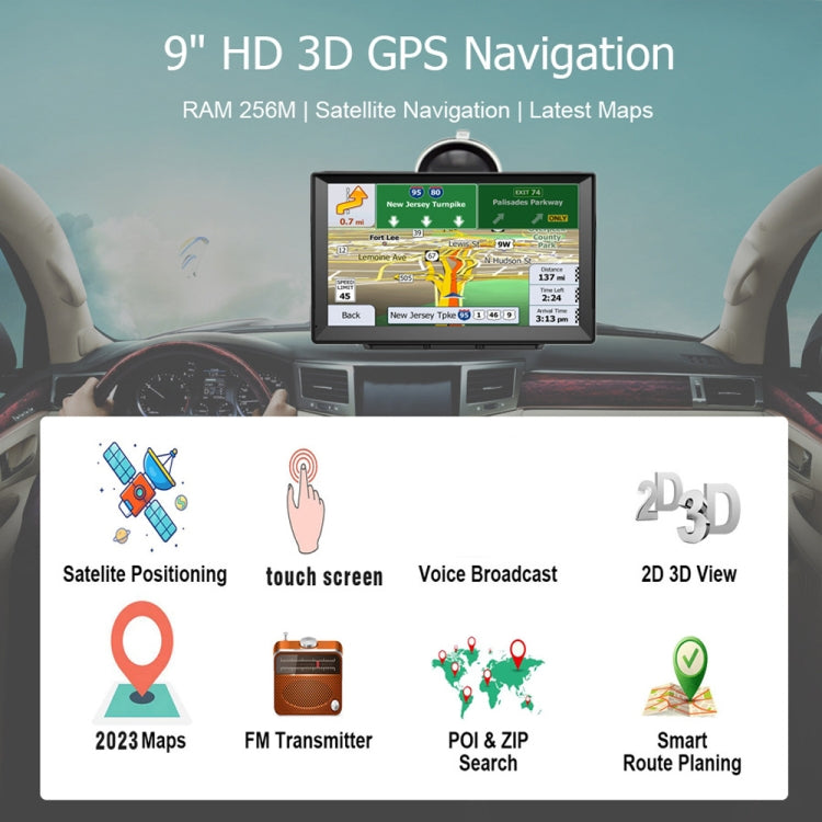 9 Inch 8G/256M Car GPS Navigator With Large Screen Capacitive Bluetooth Map, Area: Europe Map