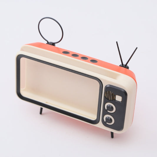 Retro Small TV Desktop Cell Phone Holder With Bluetooth Speaker Player(Orange Black) - Desktop Holder by PMC Jewellery | Online Shopping South Africa | PMC Jewellery | Buy Now Pay Later Mobicred