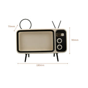 Retro Small TV Desktop Cell Phone Holder With Bluetooth Speaker Player(Silver Gray)