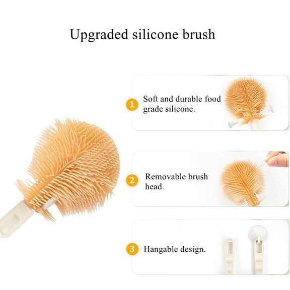 Silicone Portable Baby Bottle Brush Set Travel Cleaning Brush(Purple)
