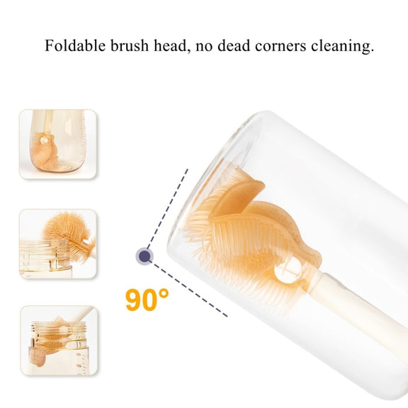Silicone Portable Baby Bottle Brush Set Travel Cleaning Brush(Purple)