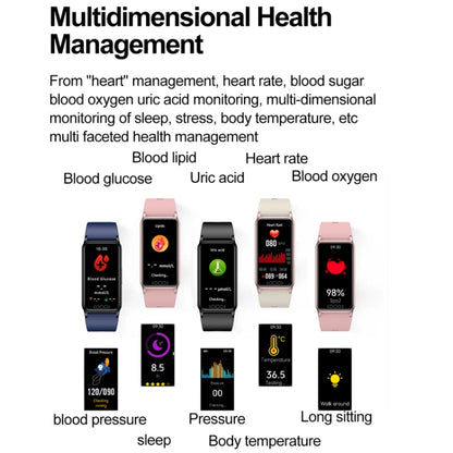 Uric Acid Blood Lipid Noninvasive Blood Sugar Heart Rate Oxygen Temperature Monitoring Smart Healthy Sports Bracelet(Black) - Smart Wristbands by PMC Jewellery | Online Shopping South Africa | PMC Jewellery | Buy Now Pay Later Mobicred