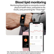 Uric Acid Blood Lipid Noninvasive Blood Sugar Heart Rate Oxygen Temperature Monitoring Smart Healthy Sports Bracelet(Black)