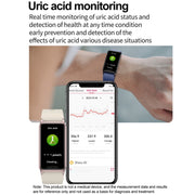 Uric Acid Blood Lipid Noninvasive Blood Sugar Heart Rate Oxygen Temperature Monitoring Smart Healthy Sports Bracelet(Black)