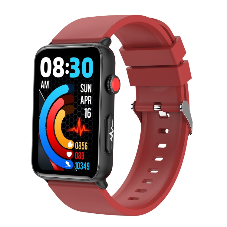 Smart Watch Ring ECG Temperature Heart Rate Blood Pressure Health Bluetooth Talking Watch, Color: Red Silicone - free shipping - PMC Jewellery - Order now!