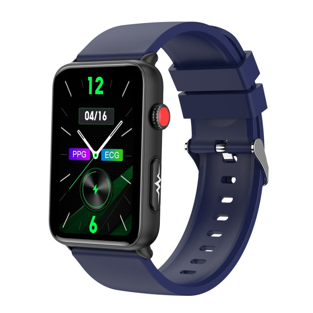 Smart Watch Ring ECG Temperature Heart Rate Blood Pressure Health Bluetooth Talking Watch, Color: Blue Silicone
