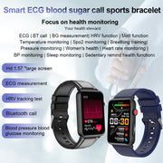 Smart Watch Ring ECG Temperature Heart Rate Blood Pressure Health Bluetooth Talking Watch, Color: Black Leather