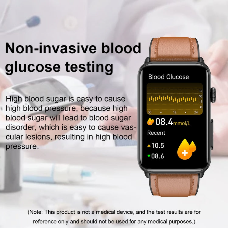 Smart Watch Ring ECG Temperature Heart Rate Blood Pressure Health Bluetooth Talking Watch, Color: Brown Leather - free shipping - PMC Jewellery - Order now!