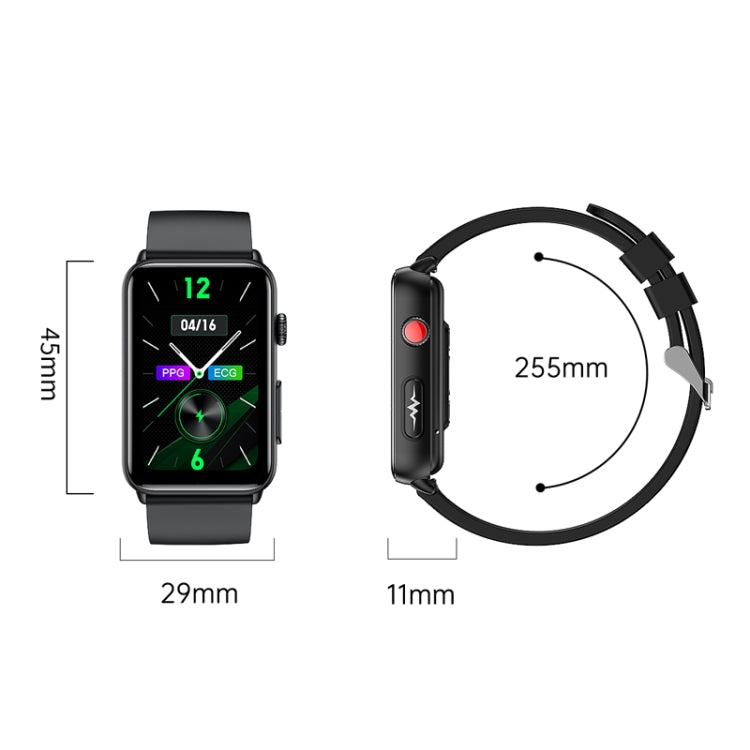 Smart Watch Ring ECG Temperature Heart Rate Blood Pressure Health Bluetooth Talking Watch, Color: Black Silicone